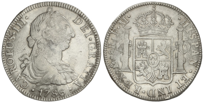 SPANISH MONARCHY: CHARLES III
8 Reales. 1786. MÉXICO. F.M. 26,8 grs. Acuñación ...