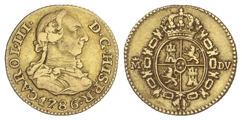 SPANISH MONARCHY: CHARLES III
1/2 Escudo. 1786. MADRID. D.V. 1,74 grs. AC-1280....