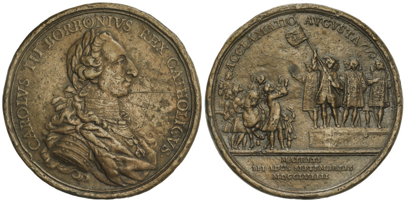 SPANISH MONARCHY: CHARLES III
Medalla Proclamación. 1759. MADRID. 59,98 grs. AE...