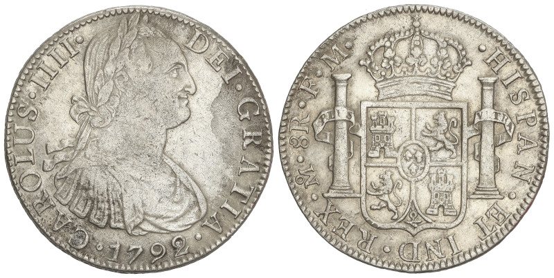 SPANISH MONARCHY: CHARLES IV
8 Reales. 1792. MÉXICO. F.M. 26,66 grs. (Ligéras o...