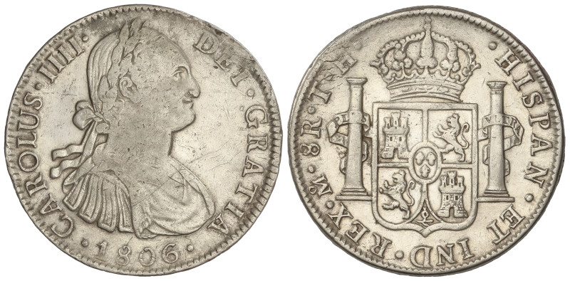 SPANISH MONARCHY: CHARLES IV
8 Reales. 1806. MÉXICO. T.H. 26,76 grs. (Limpiada,...