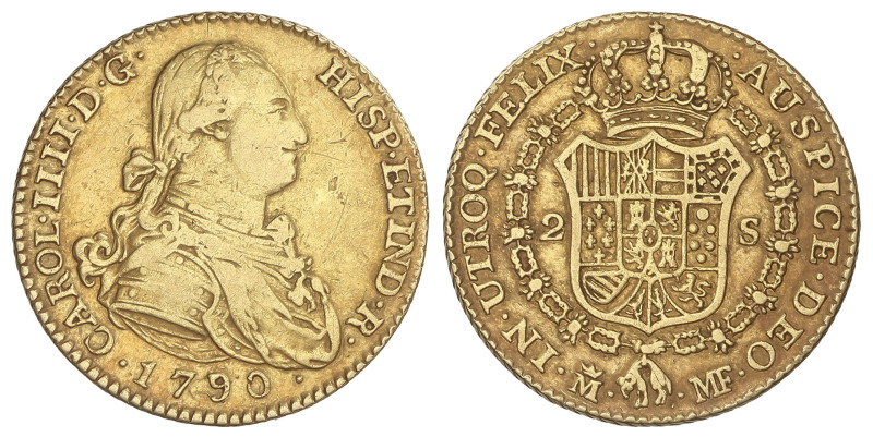 SPANISH MONARCHY: CHARLES IV
2 Escudos. 1790. MADRID. M.F. 6,70 grs. (Rayitas)....