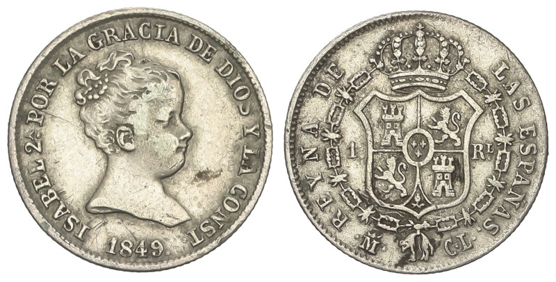 SPANISH MONARCHY: ELISABETH II
1 Real. 1849. MADRID. C.L. 1,27 grs. (Pequeños g...