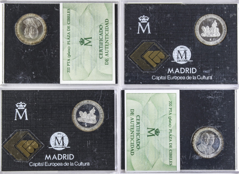 PESETA SYSTEM: JUAN CARLOS I
Lote 4 monedas 200 Pesetas. 1992. AR. Madrid Capit...