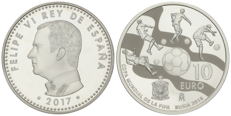 PESETA SUSTEM: FELIPE VI
10 Euro. 2017. AR. Mundial fútbol Rusia 2018. En estuc...