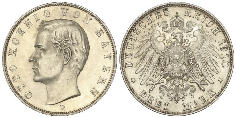 WORLD COINS: GERMAN STATES
3 Mark. 1910. OTTO. BAVARIA. 16,61 grs. AR. Brillo o...