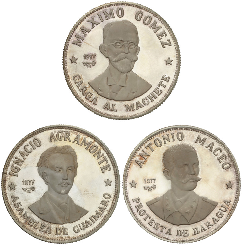 WORLD COINS: CUBA
Lote 3 monedas 20 Pesos. 1977. 26,00 x 3 grs. AR. Agramonte, ...