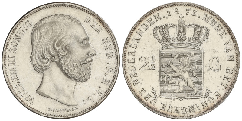 WORLD COINS: NETHERLANDS
2 1/2 Gulden. 1872. WILLEM III. 24,93 grs. AR. (Golpec...