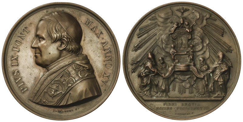 WORLD MEDALS
Medalla. 1860. PIO IX. Año XV
 ROMA. Rev.: FIDEI REGVLA/ECCLES FV...