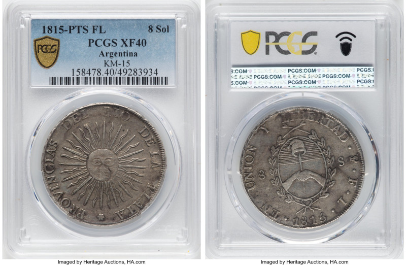 Rio de la Plata 8 Soles 1815 PTS-FL XF40 PCGS, Potosi mint, KM15. HID09801242017...