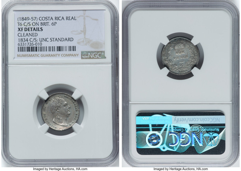 Republic Counterstamped Real ND (1849-1857) XF Details (Cleaned) NGC, San Jose m...