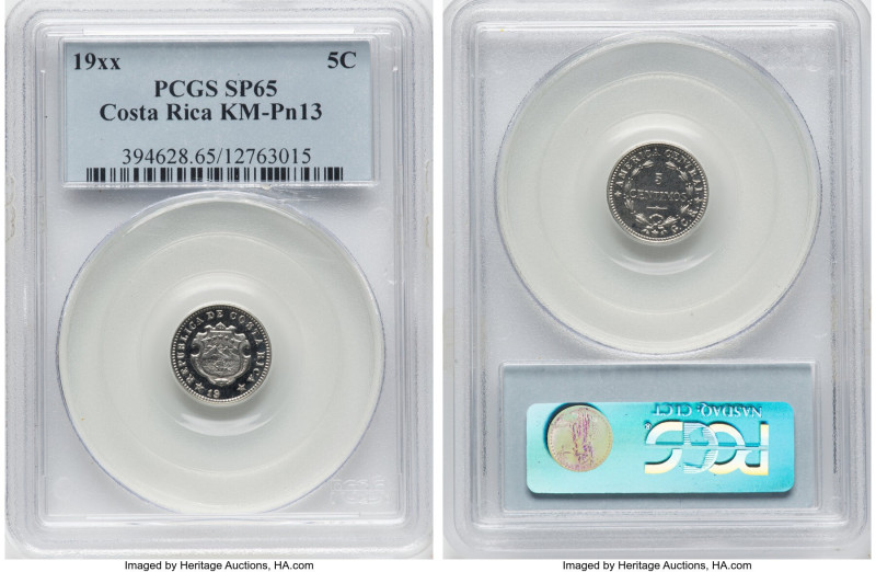 Republic Specimen Pattern 5 Centimos 19xx (1928) SP65 PCGS, KM-Pn13. With only 4...