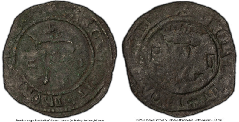 Santo Domingo. Charles & Johanna 2 Maravedis ND (1542) F-SP VF Details (Environm...