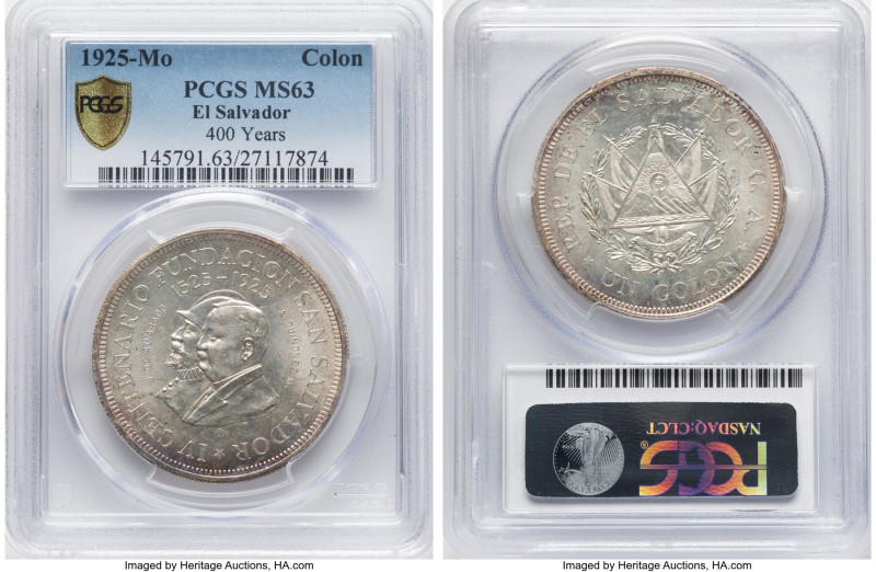 Republic "Founding of San Salvador" Colon 1925-Mo MS63 PCGS, Mexico City mint, K...