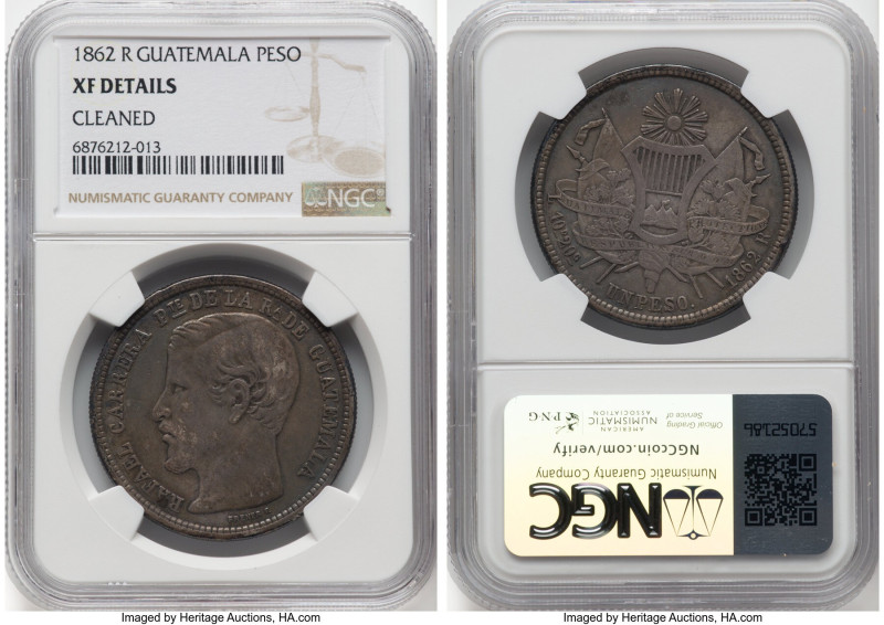 Republic Peso 1862-R XF Details (Cleaned) NGC, KM182. HID09801242017 © 2024 Heri...