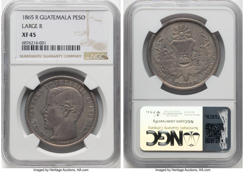 Republic Peso 1865-R XF45 NGC, KM182. Large "R" variety. HID09801242017 © 2024 H...