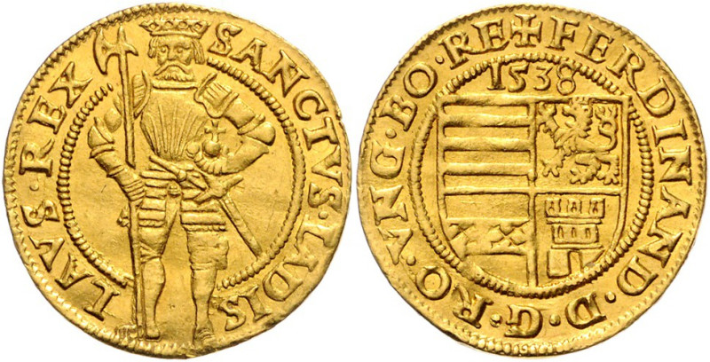 FERDINAND I (1526 - 1564)&nbsp;
1 Ducat, 1538, Wien, 3,53g, MzA S21&nbsp;

ab...