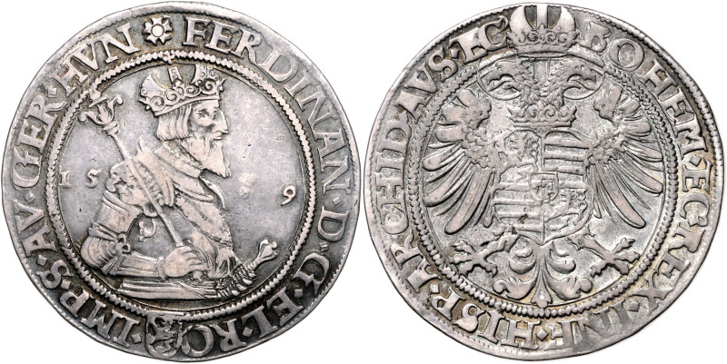 FERDINAND I (1526 - 1564)&nbsp;
1 Thaler (weakly struck "5"), 1559, Kutná Hora,...