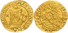 MATTHIAS II (1608 - 1619)&nbsp;
1 Ducat, 1610, KB, 3,46g, Husz 1081&nbsp;

VF | VF , zvlněný | wavy