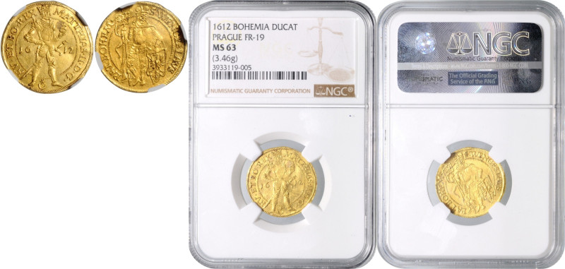 MATTHIAS II (1608 - 1619)&nbsp;
1 Ducat St. Wenceslaus, 1612, Praha, Fr 19&nbsp...