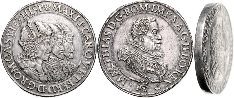MATTHIAS II (1608 - 1619)&nbsp;
2 Thaler Three Emperors, b. l., Praha, 58,2g, H...