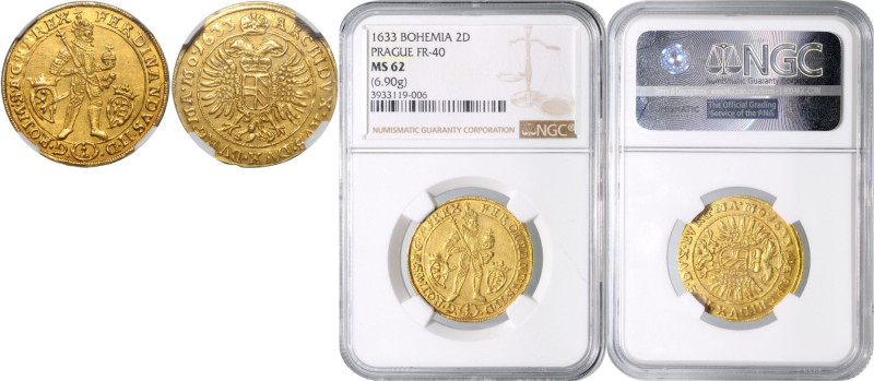 FERDINAND II (1617 - 1637)&nbsp;
2 Ducats, 1633, Praha, Fr 40&nbsp;

UNC | UN...