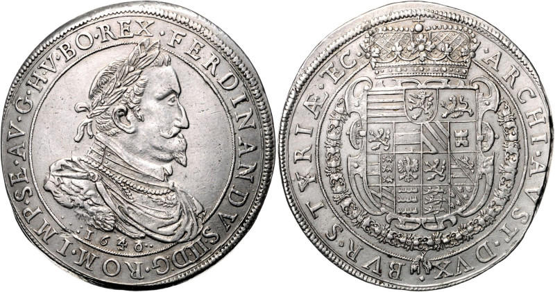 FERDINAND II (1617 - 1637)&nbsp;
2 Thaler (overstrike), 1640, Graz, 56,14g, Dav...