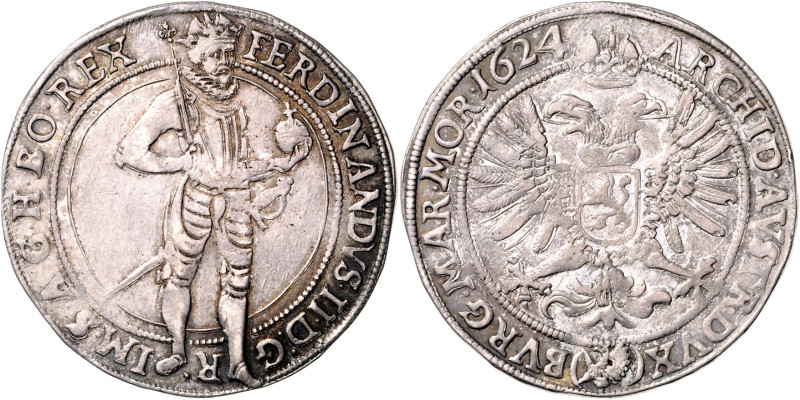 FERDINAND II (1617 - 1637)&nbsp;
1/2 Thaler, 1624, Praha, 14,51g, Hal 751&nbsp;...