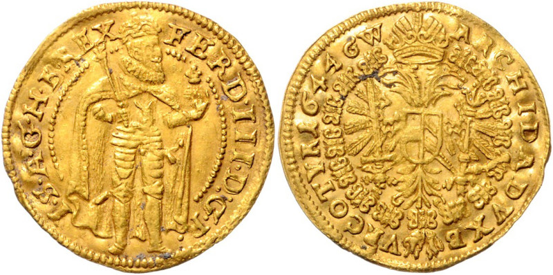 FERDINAND III (1637 - 1657)&nbsp;
1 Ducat, 1644, Kladsko, 3,43g, Fr 1312&nbsp;...