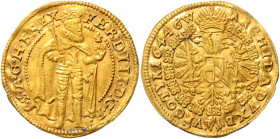 FERDINAND III (1637 - 1657)&nbsp;
1 Ducat, 1644, Kladsko, 3,43g, Fr 1312&nbsp;

VF | VF , mírně zvlněný | slightly wavy