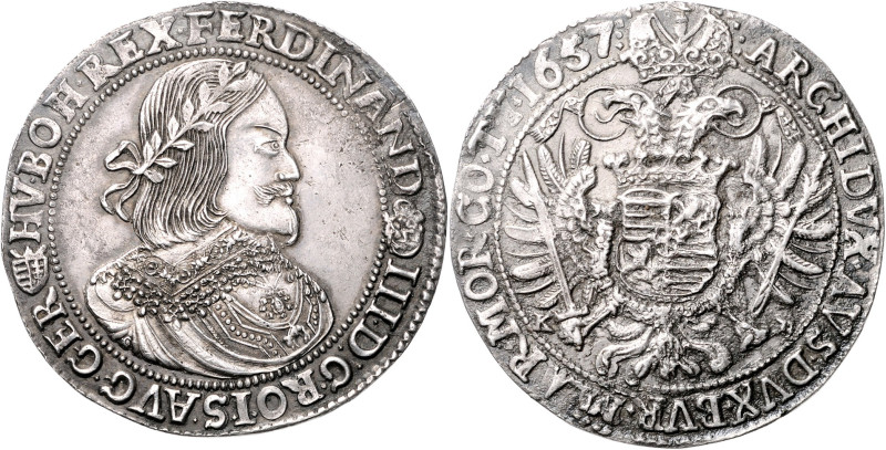 FERDINAND III (1637 - 1657)&nbsp;
1 Thaler, 1657, KB, 27,7g, Husz 1242&nbsp;
...