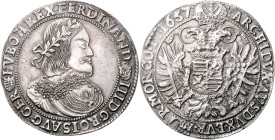FERDINAND III (1637 - 1657)&nbsp;
1 Thaler, 1657, KB, 27,7g, Husz 1242&nbsp;

EF | EF