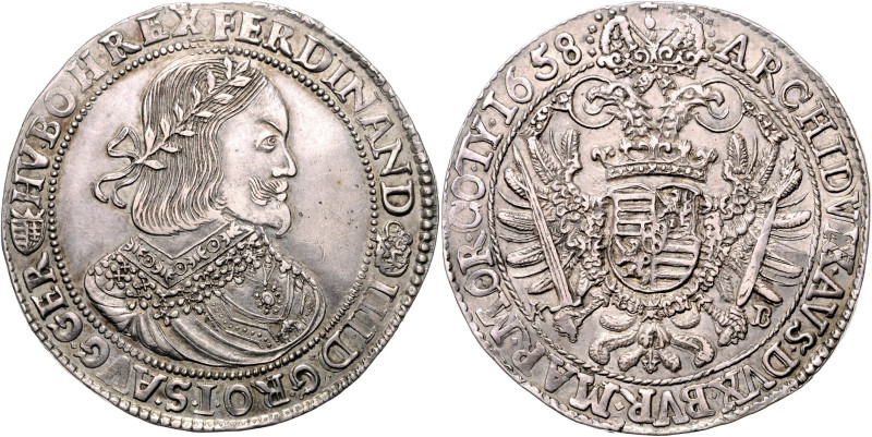 FERDINAND III (1637 - 1657)&nbsp;
1 Thaler, 1658, KB, 28,62g, Husz 1242&nbsp;
...