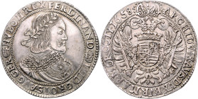 FERDINAND III (1637 - 1657)&nbsp;
1 Thaler, 1658, KB, 28,62g, Husz 1242&nbsp;

about EF | about EF