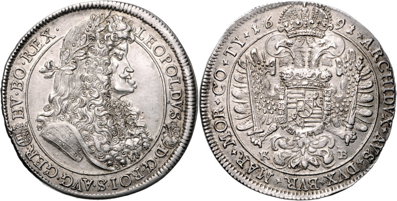 LEOPOLD I (1657 - 1705)&nbsp;
1 Thaler, 1691, KB, 28,05g, Husz 1372&nbsp;

EF...