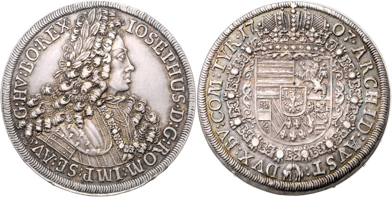 JOSEPH I (1705 - 1711)&nbsp;
1 Thaler, 1707, Hall, 28,95g, Her 130&nbsp;

abo...