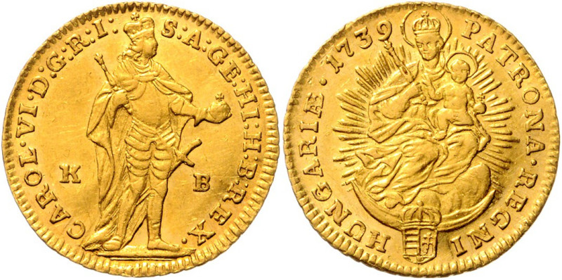 CHARLES VI (1711 - 1740)&nbsp;
1 Ducat, 1739, KB, 3,44g, Her 166&nbsp;

about...