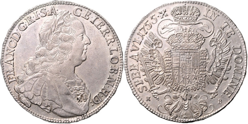 FRANCIS I STEPHEN (1740 - 1765)&nbsp;
1 Thaler, 1755, KB, 28,03g, Her 171&nbsp;...