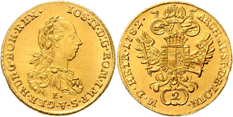 JOSEPH II (1765 - 1790)&nbsp;
2 Ducats, 1782, E, 6,97g, Früh 1008&nbsp;

abou...