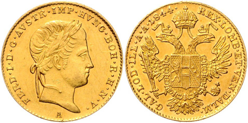 FERDINAND V / I (1835 - 1848)&nbsp;
1 Ducat, 1844, A, 3,49g, Früh 737&nbsp;

...