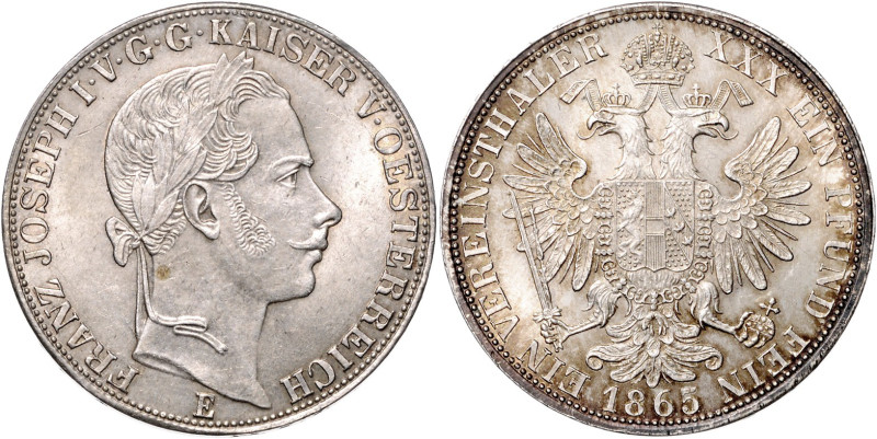 FRANZ JOSEPH I (1848 - 1916)&nbsp;
1 Thaler, 1865, E, 18,52g, Früh 1424&nbsp;
...