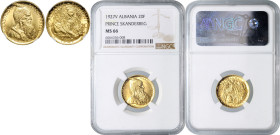 ALBANIA&nbsp;
20 Franga ARI, 1927, V, Fr 6&nbsp;

UNC | UNC , NGC MS 66
