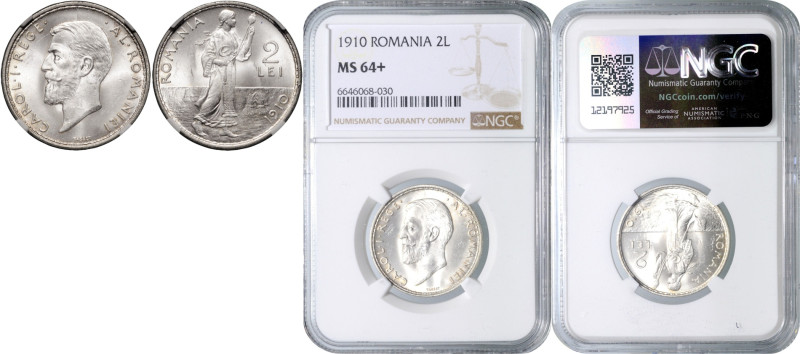 ROMANIA&nbsp;
2 Lei, 1910, KM 43&nbsp;

UNC | UNC , NGC MS 64+