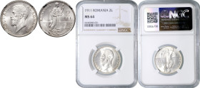 ROMANIA&nbsp;
2 Lei, 1911, KM 43&nbsp;

UNC | UNC , NGC MS 64