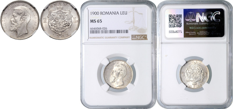 ROMANIA&nbsp;
1 Leu, 1900, KM 24&nbsp;

UNC | UNC , NGC MS 65 | Mimořádný exe...