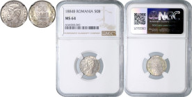 ROMANIA&nbsp;
50 Bani, 1884, KM 21&nbsp;

UNC | UNC , NGC MS 64