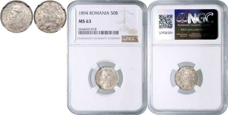 ROMANIA&nbsp;
50 Bani, 1894, KM 23&nbsp;

UNC | UNC , NGC MS 63