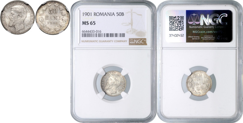 ROMANIA&nbsp;
50 Bani, 1901, KM 23&nbsp;

UNC | UNC , NGC MS 65