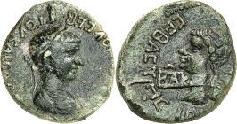 BOSPOROS (Krim u. Süd- Ukraine). 
KÖNIGREICH. 
Kotys I., "mit Nero Caesar & Agrippina iunior" 50-54. AE-Hemiobol 22mm 4,68g. Büste desNero mit Tunic...