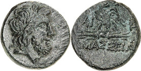 PONTOS. 
STÄDTE. 
AMASSEIA (Amasya). AE-Tetrachalkon 20mm (100/85 v.Chr.) 8,42g. Zeuskopf n.r. / AMASSEIAS Adler steht zw. 2 Monogrammen auf Kerauno...